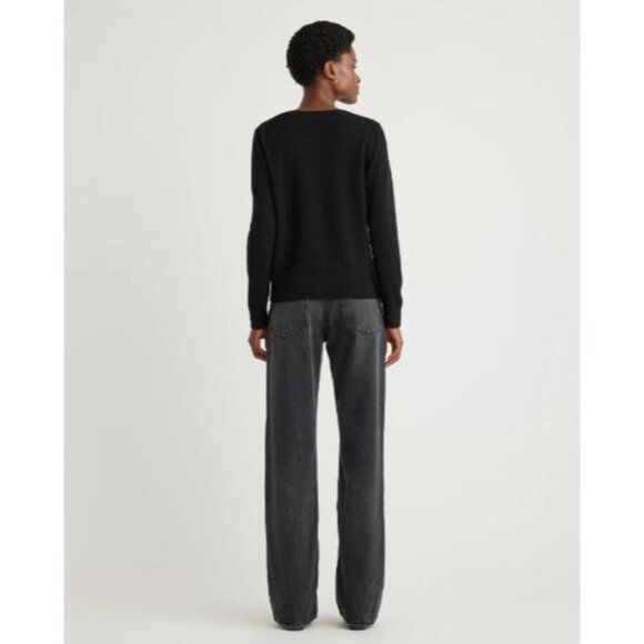 Quince Mongolian Cashmere V Neck Sweater Black XS - Picture 4 of 5